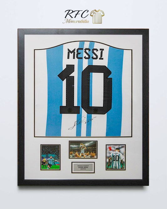 Lionel Messi Hand Signed Argentina WC Shirt Professionally Framed With COA