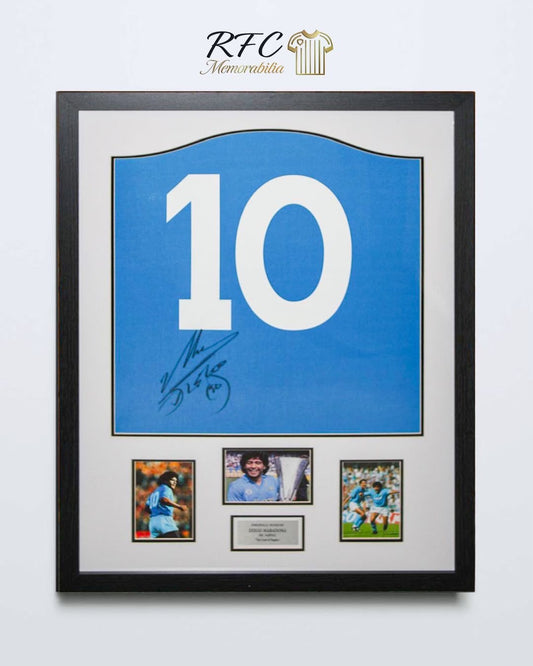 Diego Maradona Hand Signed Napoli #10 Shirt Professionally Framed With COA