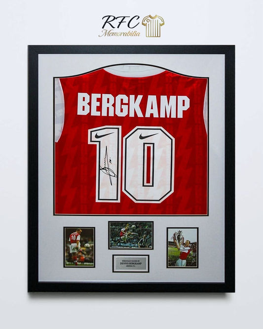 Dennis Bergkamp Hand Signed Arsenal Shirt Professionally Framed With COA